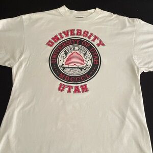 VTG Oneita white University of Utah graphic single stitch tee sz XL